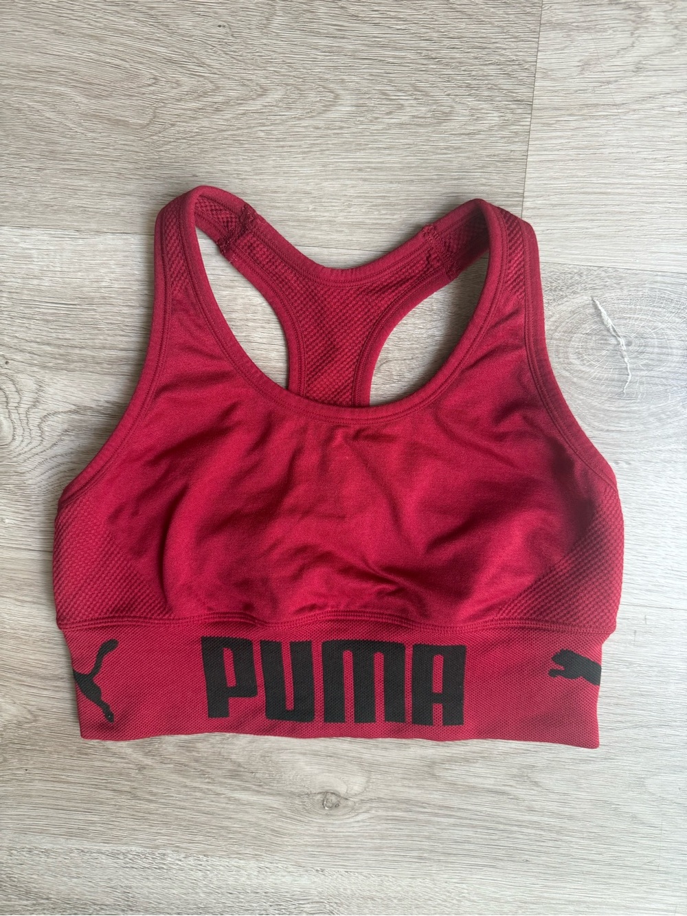 Puma Red Racerback Logo Sports Bra